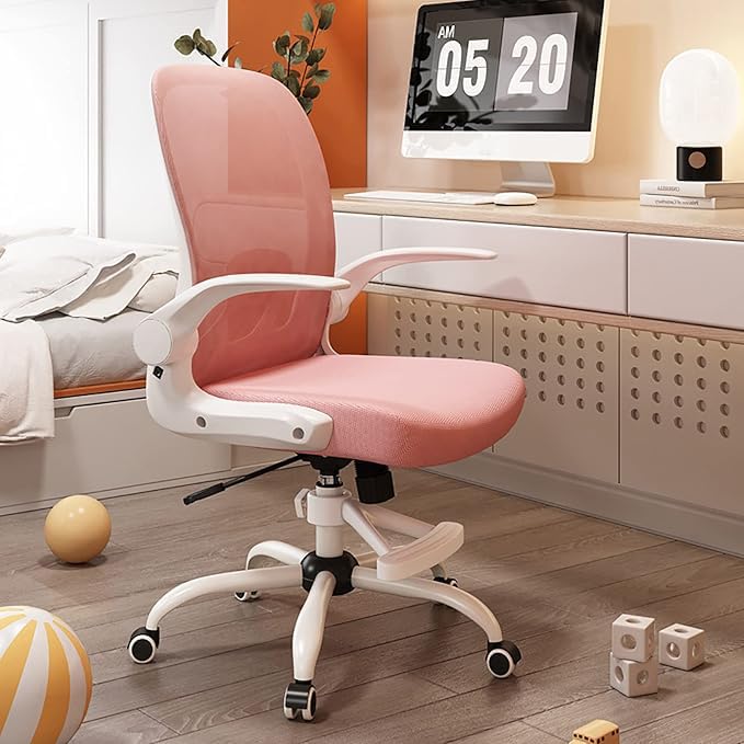 Chaise de bureau ergonomique en maille avec appuie-bras basculable