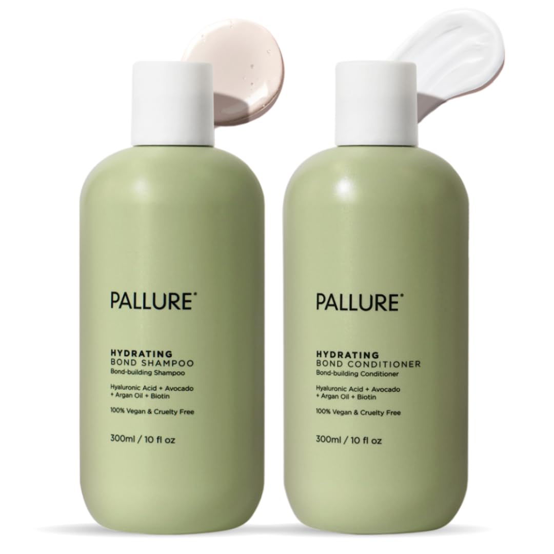 Pallure Hydrating Bond Duo Shampoo & Conditioner To Support Thicker, Voluminous, Fuller Looking Hair, Infused with Hyaluronic Acid, Biotin, Avocado and Rosemary Oil, 300 ml