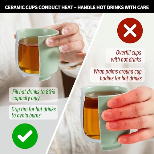 Image of TEANAGOO Japanese Tea Cups, Chinese Tea Cup, 7.2Oz / 205 Ml, Ceramic Tea Cups for Adults, Ceramic Cups no Handles, Japanese Cups, Matcha Cup, Lt.Green, 4 Pcs /Box, H8 (Pack of 2)