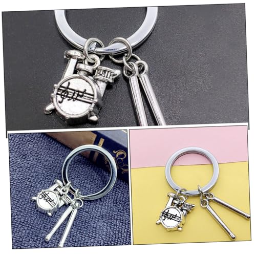 Llavero colgante de baqueta de batería BESPORTBLE, estilo metal plateado, para músicos, mochilas, bolsos y carteras miniatura 7