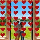 OHOME Valentines Day Decorations - 40 Pack Red Felt Heart Hanging Banner Backdrop | Valentines Decor Party Supplies Favors for Wall Home Office - Galentines Day Decorations for School Classroom Outdoor Indoor