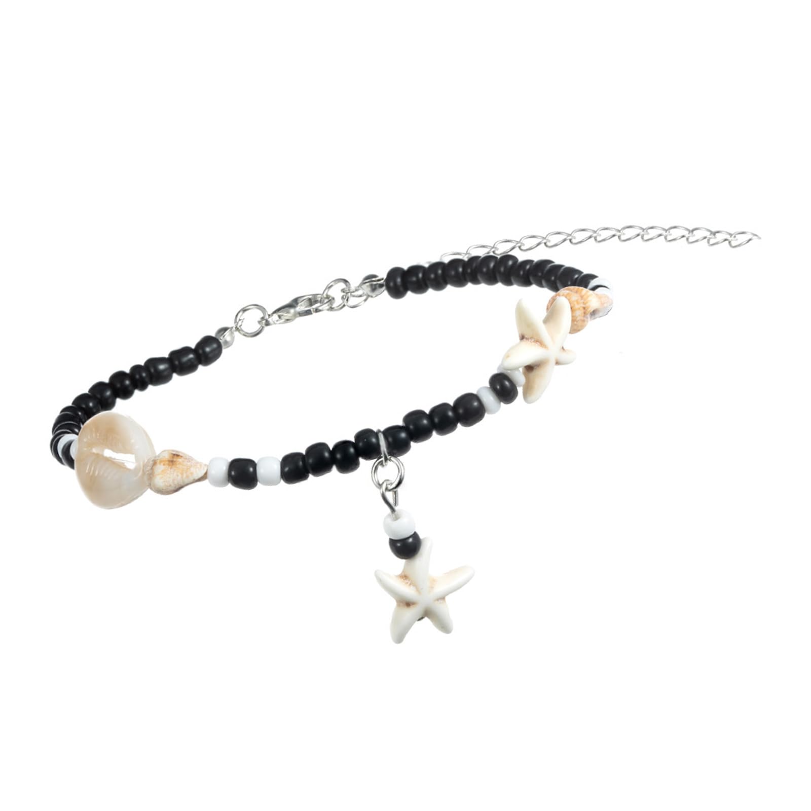 Cavigliera con conchiglie intrecciate a mano con perline in resina, catena regolabile per gambe, gioiello per feste in spiaggia, cavigliera da donna