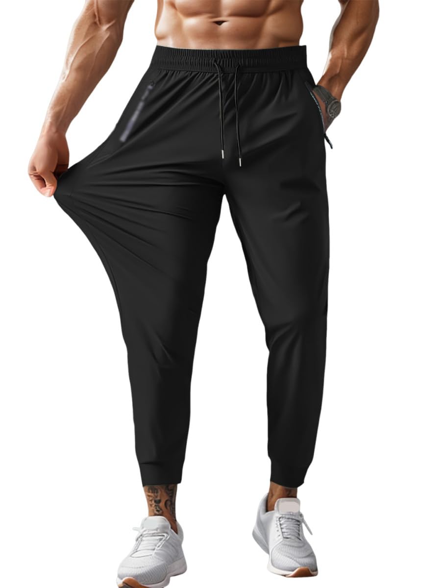 ORANDESIGNE Pantalon Jogging Homme Léger Stretch Survetement Bas de Jogging Extensible Pantalons de Sport à Poches Zippées