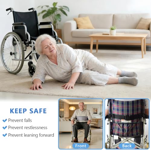 Image of Wheelchair Seatbelt,Wheelchair Harness for Adults,Safety Belt for the Elderly,Adjustable Straps for Dementia Patients Falling Out Prevention,Adults,The Elderly,Pregnant,Paralyzed(Gray)