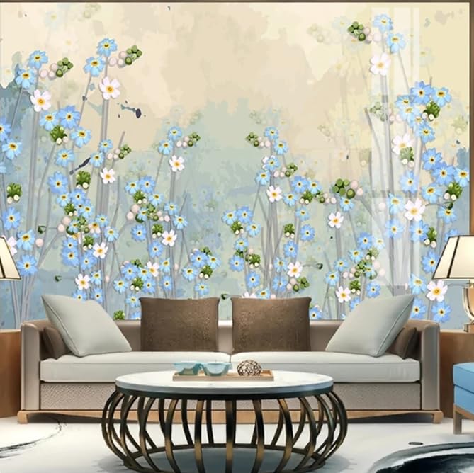 Papier peint fleurs aquarelle pour agrandir un petit salon sombre