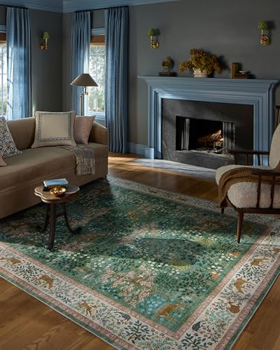 Image of Loloi Rifle Paper Co. Canopy Collection CNP-02 Sage/Blush 5'-0" x 7'-6" Area Rug