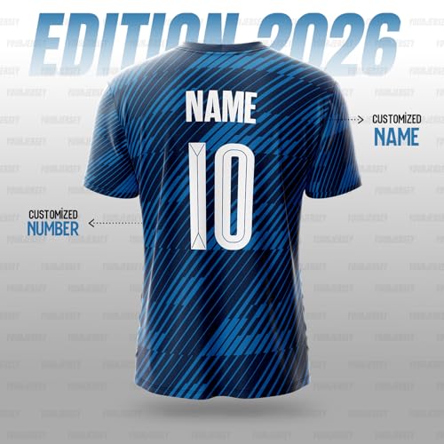 Image of YOURJERSEY Football World Cup 2026 Football Jersey All Team Jersey Custom Name & Number Print | Fan Personalised T-Shirt Sizes for Kids 2Y to Adults 4XL