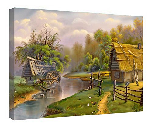 Tableau Old Mill impression sur toile avec cadre en bois de 40x50 cm pour salon