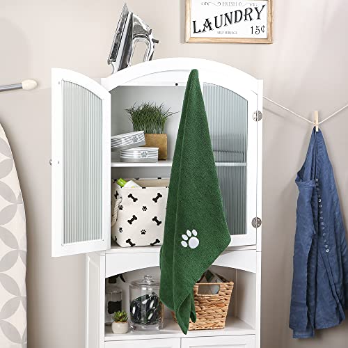 Image of Bone Dry Pet Grooming Towel Collection Absorbent Microfiber X-Large, 41x23.5 inch, Embroidered Hunter Green