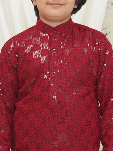 Image of AJ DEZINES Kids Kurta Pajama Set For Boys | Embroidery Chikankari Kurta Set | Traditional & Festive Outfit | Cotton Stylish Boys Kurta Pyjama | Perfect For Festivals Wedding & Family Function