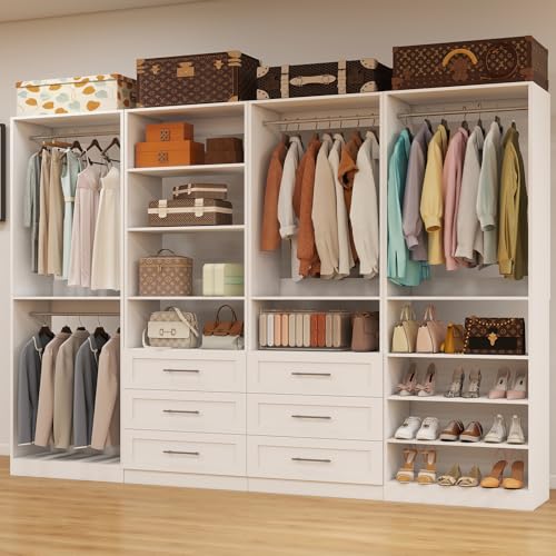 Closet System with 4 Sets, Closet Organizer Systems with 6 Drawer...