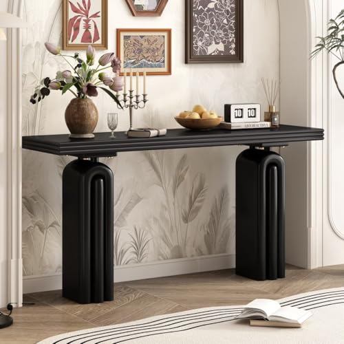 JIJIWANG 60" Chic, Elegant and Luxurious Acacia Veneer Console Table,Suitable