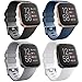 Produktbild AK Kompatibel mit Fitbit Versa Armband/Fitbit Versa 2 Armband, Klassisch Sport Verstellbares Ersatz Armbänder für Fitbit Versa (4-Pack Schwarz+Weiß+Grau+Blau, Small)