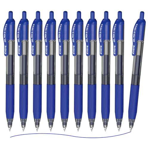EYEYE G-103 Gelschreiber einziehbar 0 5 mm extra feine Spitze blaue Tinte schnell trocknend Kugelschreiber feine Spitze glattes Schreiben für Büro Schulbedarf 10 Stück