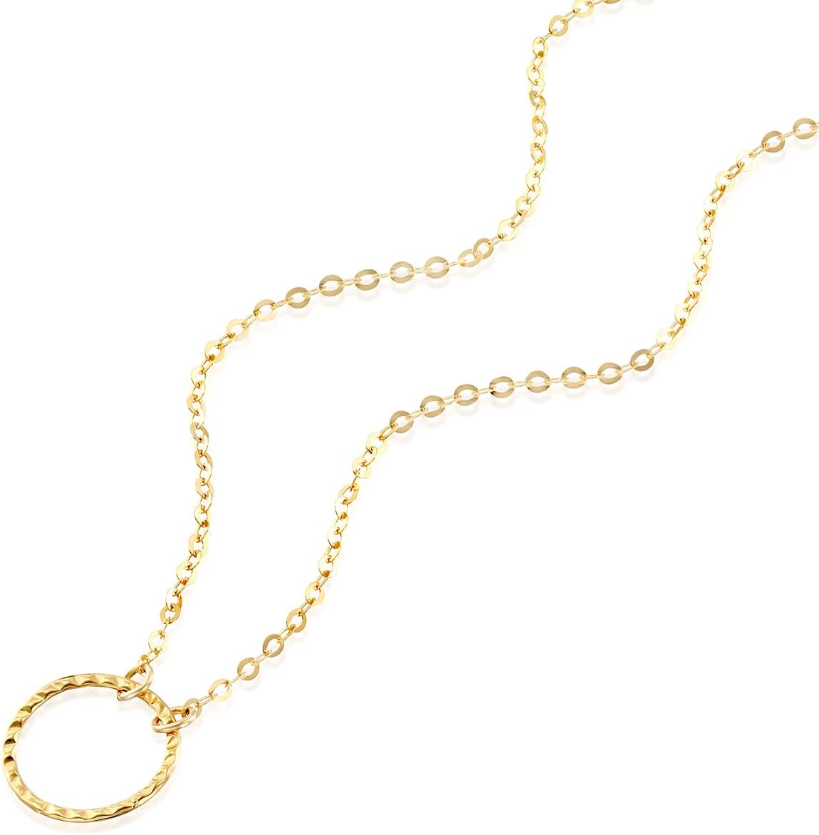 Open Circle Karma Necklace – Dainty Gold or Sterling Silver Choker, Women Jewelry 13.5"–16.5"