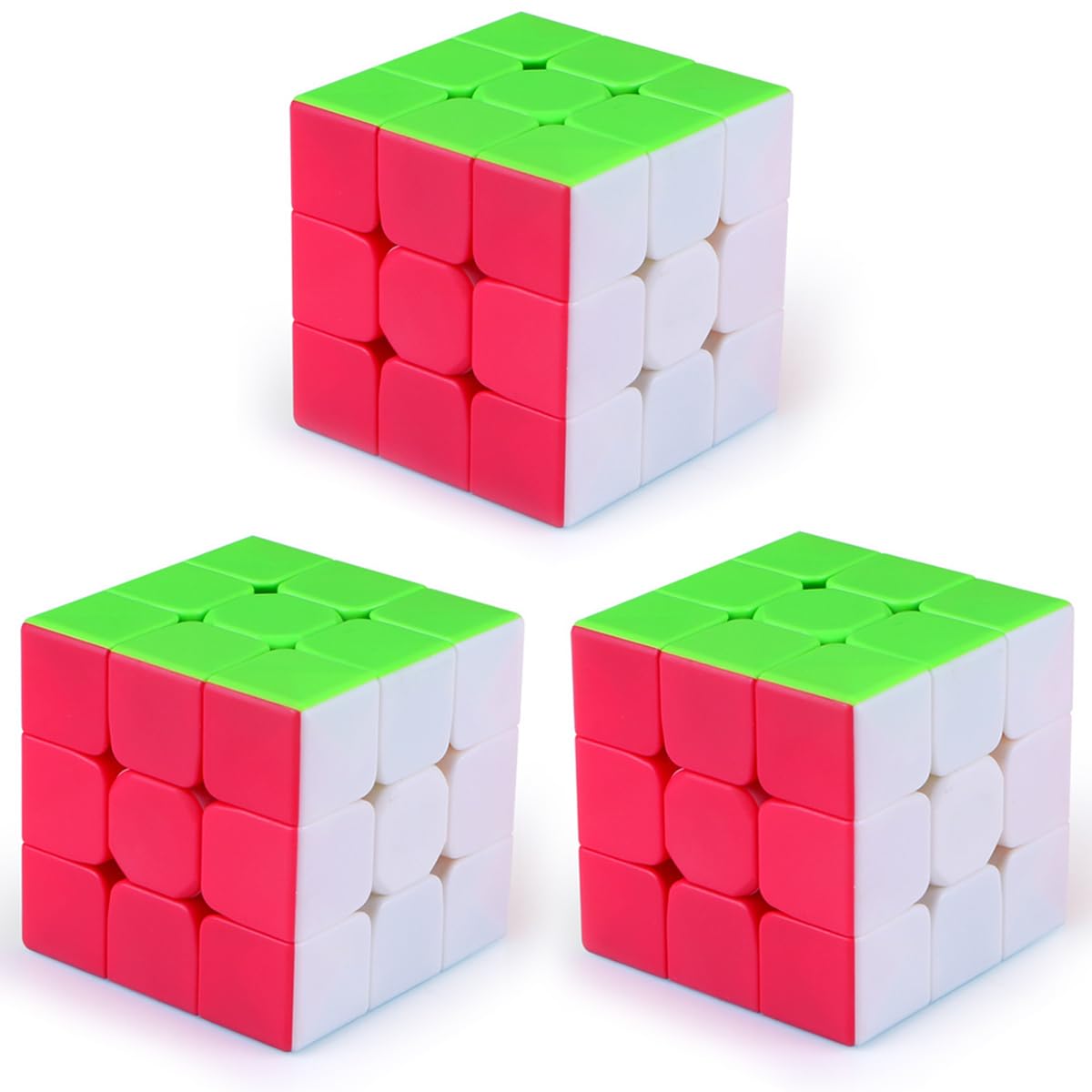Speed Cube 3x3 Magic Cube 3 Pack 56mm Speed Cube Puzzles Toys Party Puzzle Cube Toy Great IQ Games Gift for Kid Teens Adults (3PACK)