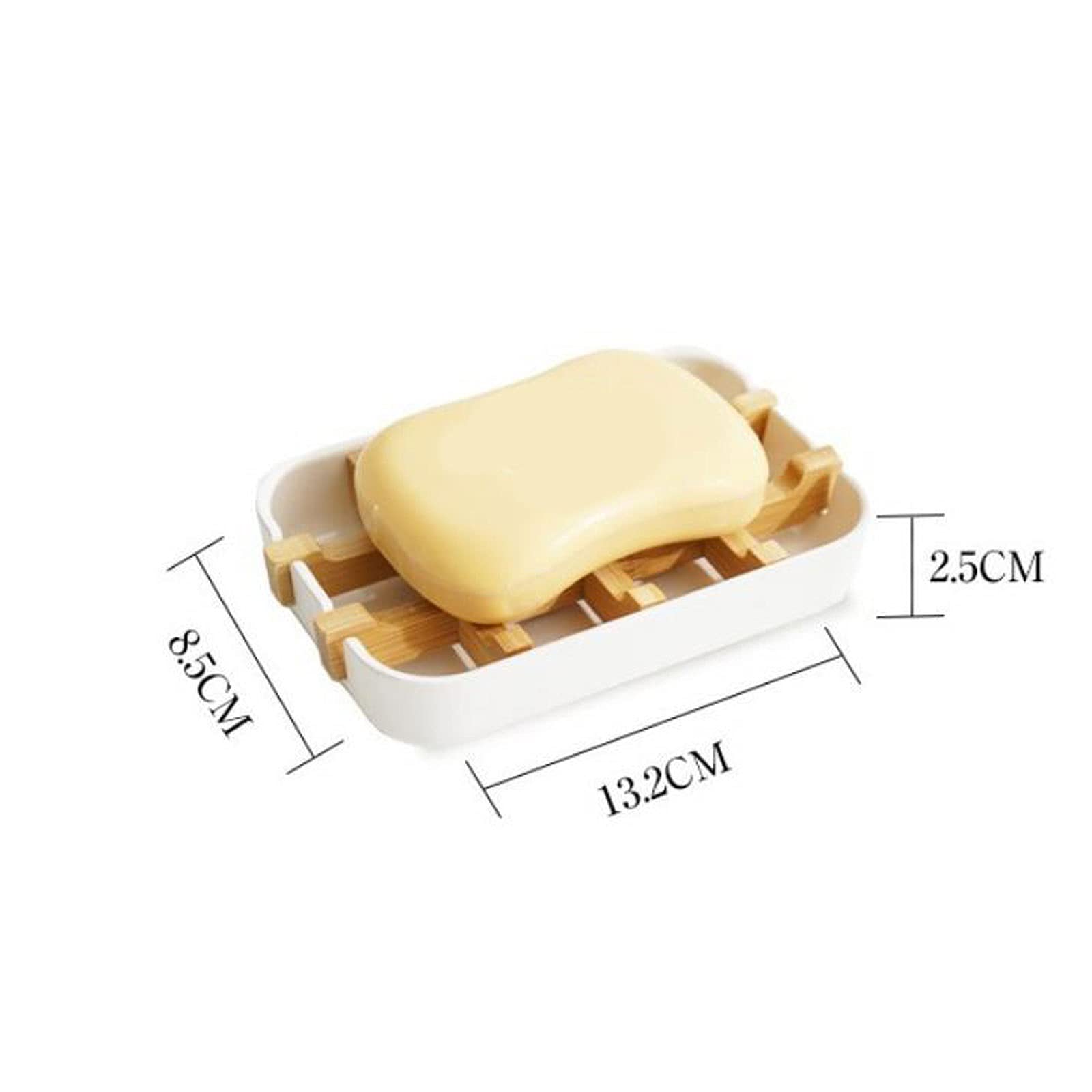 JINGYAN Jaboneras Soporte de jabón Ducha Plato Madera baño bambú, Fregadero Blanco para Bandeja
