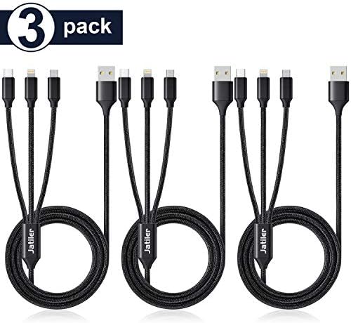 3Pack Multi Charging Cable, 5ft Multi Charger Cable Nylon Braided Multiple USB Cable Universal 3 in 1 Charging Cord Adapter with Type-C,Micro USB Port Connectors for Cell Phones and More[Upgraded]