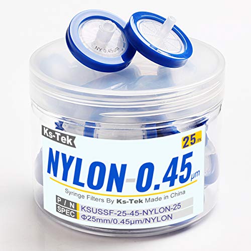Syringe Filters Nylon 25 mm 0.45 um Non Sterile 25/pk by KS-Tek