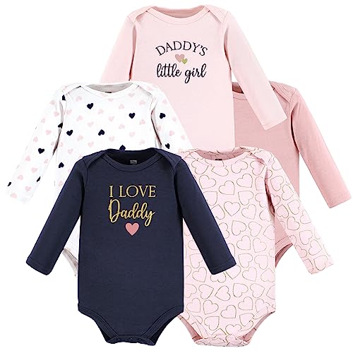 Image of Hudson Baby baby-girls Cotton Long-sleeve Bodysuits 5-pack