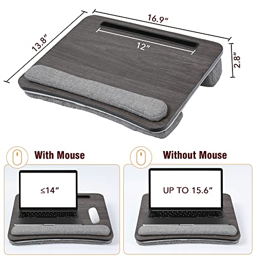 Lap Desk Portable Laptop Bed Table, Computer Lap Desk With Soft Pillow And Storage Bag, Laptop Stand With Tablet And Phone Holder, Wood Wide Writing Tray For Home Office, Fits Up To 15.6 Inch #TOP5