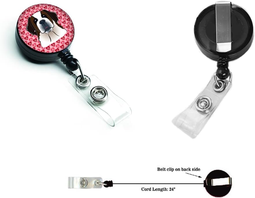Caroline's Treasures BB5316BR Saint Bernard Retractable Badge Reel for Nurses ID Badge Holder with Clip Retractable Employee Badge Holder, Belt Clip, Multicolor image 2