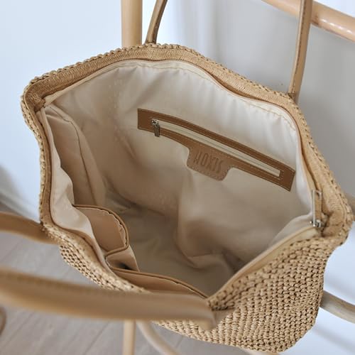 Bolso shopper de paja sintética ligero para mujer miniatura 2