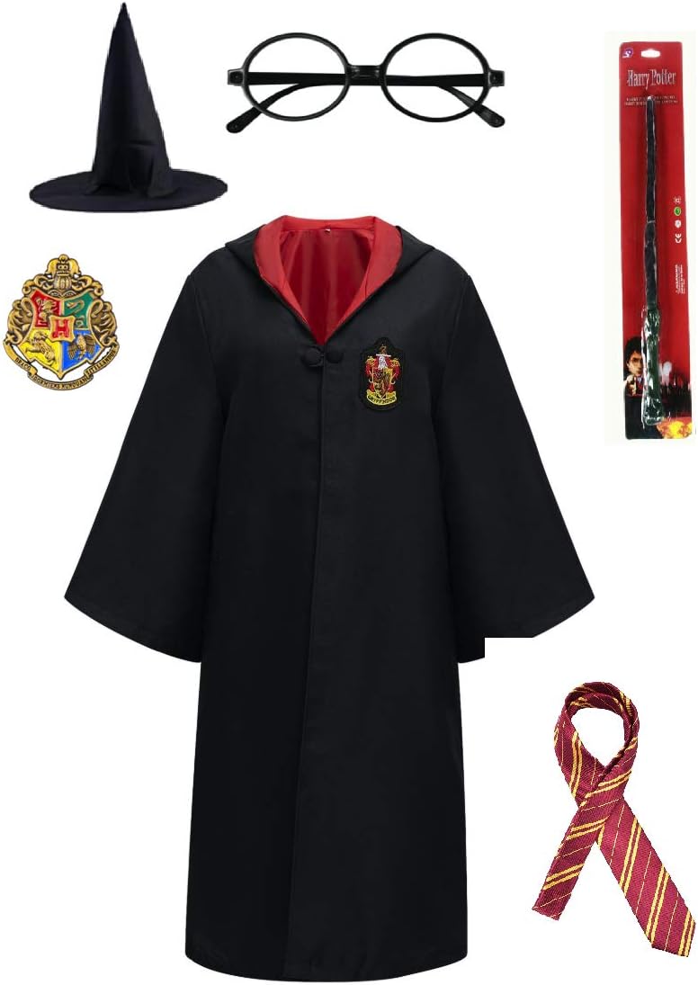 Magic Unisex Costume Robe Cape and Accessories Size 100-180 CM for Adults Kids Boys Girls and Teenagers