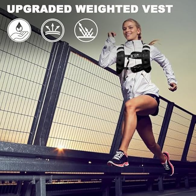 Weighted Vest Weighed Vest Women Men Kids, 8lb/12lb/16lb/19lb Body Weight Vest with Reflective Stripe, Adjustable Weighted Vest for Strength Training, Running, Walking, Workout, Jogging