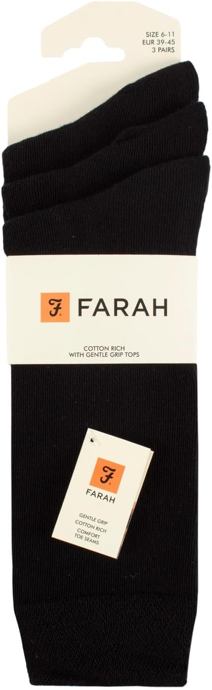 Men's Farah Cotton Rich Gentle Grip Socks Multi Pack 3/6 / 9