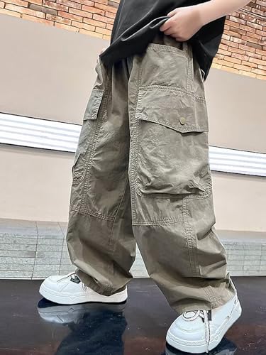 Boys Baggy Cargo Pants Elastic Waist Kids Pants 6-12 Years3