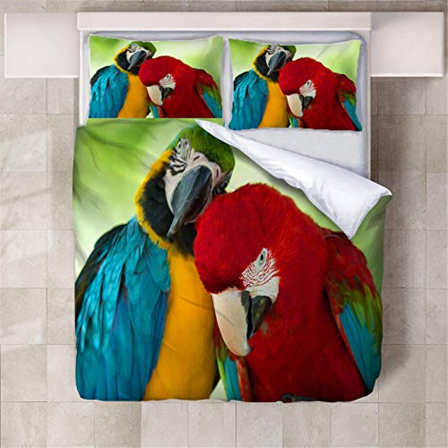 Bedding Beddengoedset, papegaai, microvezel, dekbedovertrek 200 x 200 cm en 2 kussenslopen van 80 x 80 cm, 3D bedrukt 3… - Image 5