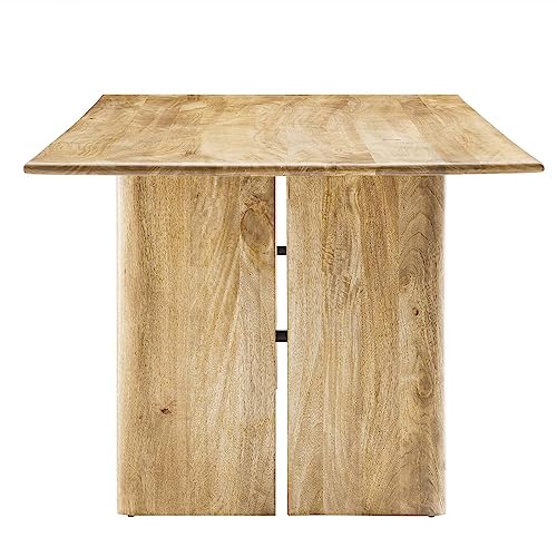 Image of Modway Amistad 86 inch Solid Wood Modern Farmhouse Rectangular Dining Table in Oak