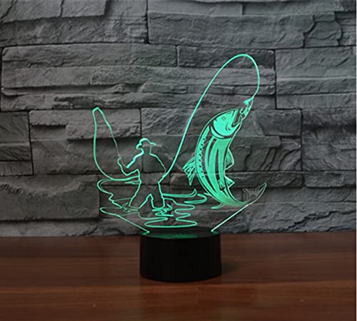 Lámpara nocturna 3D Go Fishing LED con control remoto miniatura 7