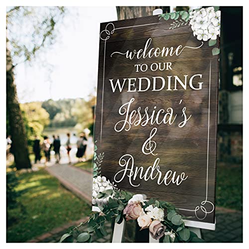 SPEEDYORDERS Rustic Wedding Sign - Custom Wooden Wedding Welcome Sign - Rustic Wedding Reception Poster - Wedding Signs for Ceremony (Wedding Sign 2, Foam Board)