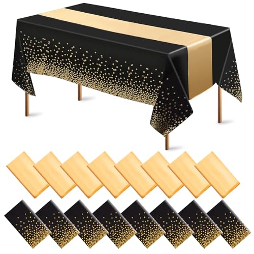 Jeffbaubl 8 Set Tablecloths, Satin Table Runner, Black, Gold by Jeffbaubl - Used condition - US$19.40