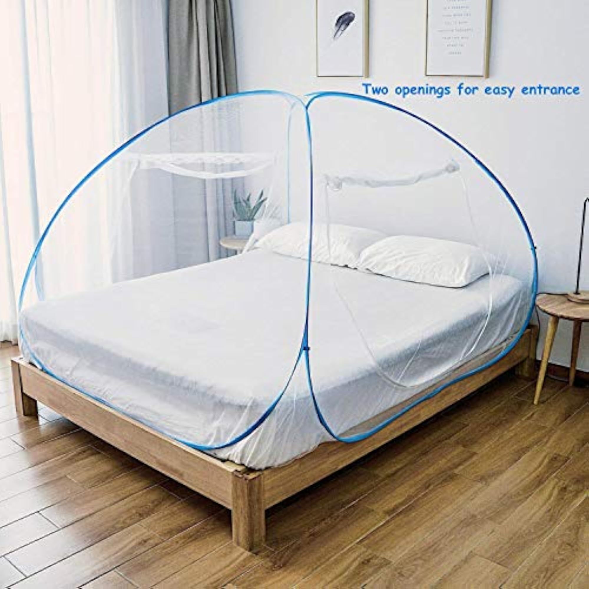 Folding Double Bed Mosquito Net with Zipper, King Size
