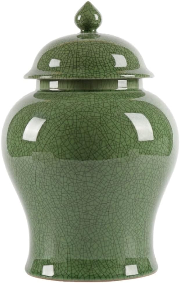 Food Storage Jar,Decorative Jar Ginger Jar Vase Decor Ceramic Grey Ginger Jar with Lid Storage Jar Decorative Porcelain Jars Temple Jar with Lids Flower Vases Ginger Jars S,B-32.5 * 20.5Cm