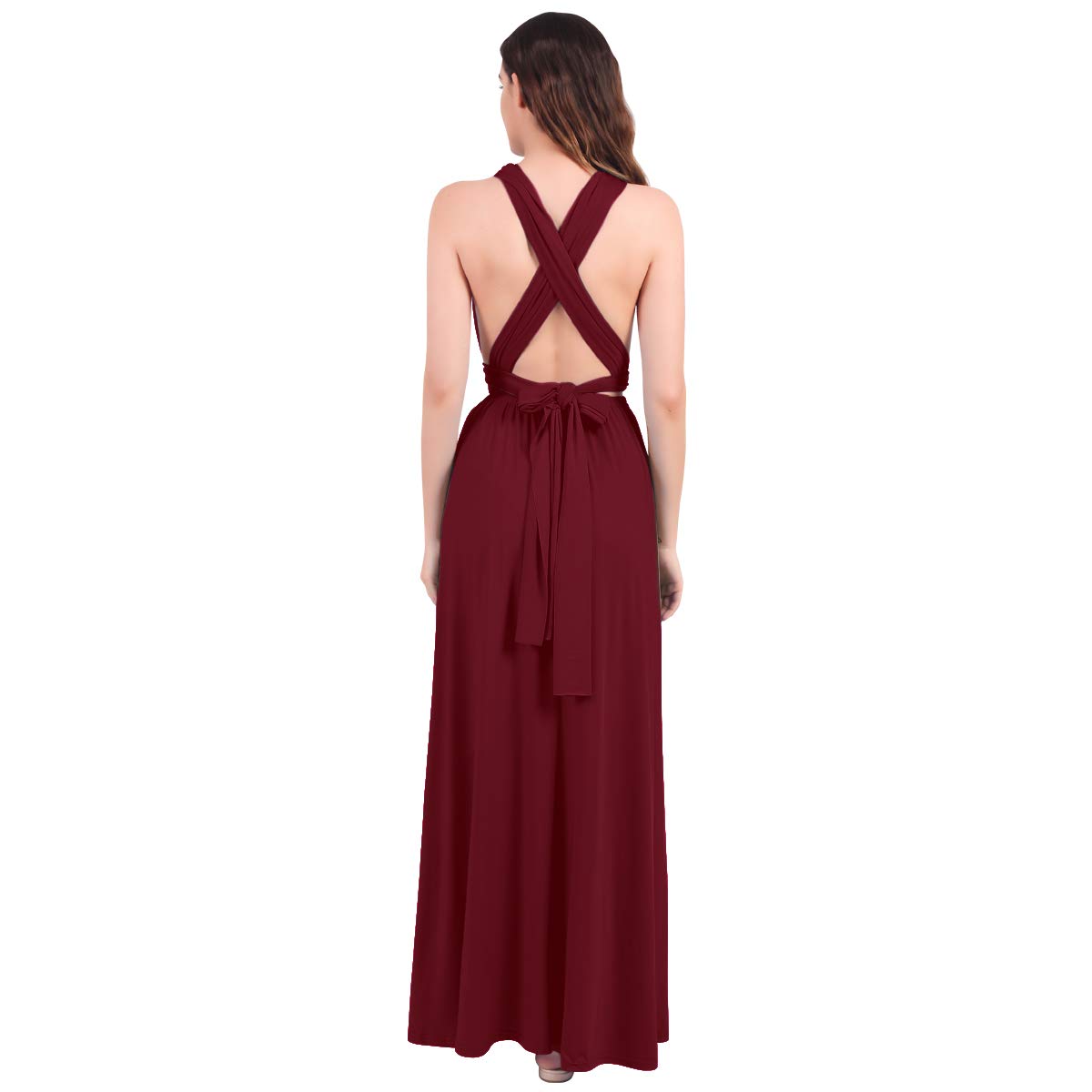 Fymnisi - Vestido largo para mujer, de noche, multiway transformador, vestido de dama de honor de boda, cuello halter sin mangas, elegante, fiesta de verano, playa formal Maxi Wrap Vestidos