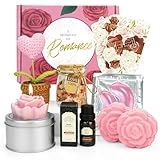 Spa Geschenkset Frauen – Entspannungsset mit Rosenöl, Rosen Duftkerze, Rosen Badesalz & Überraschungs-Rubbelkarte, Geburtstagsgeschenk für beste Freundin, Luxus Geschenkset für Frauen(8-teilig)