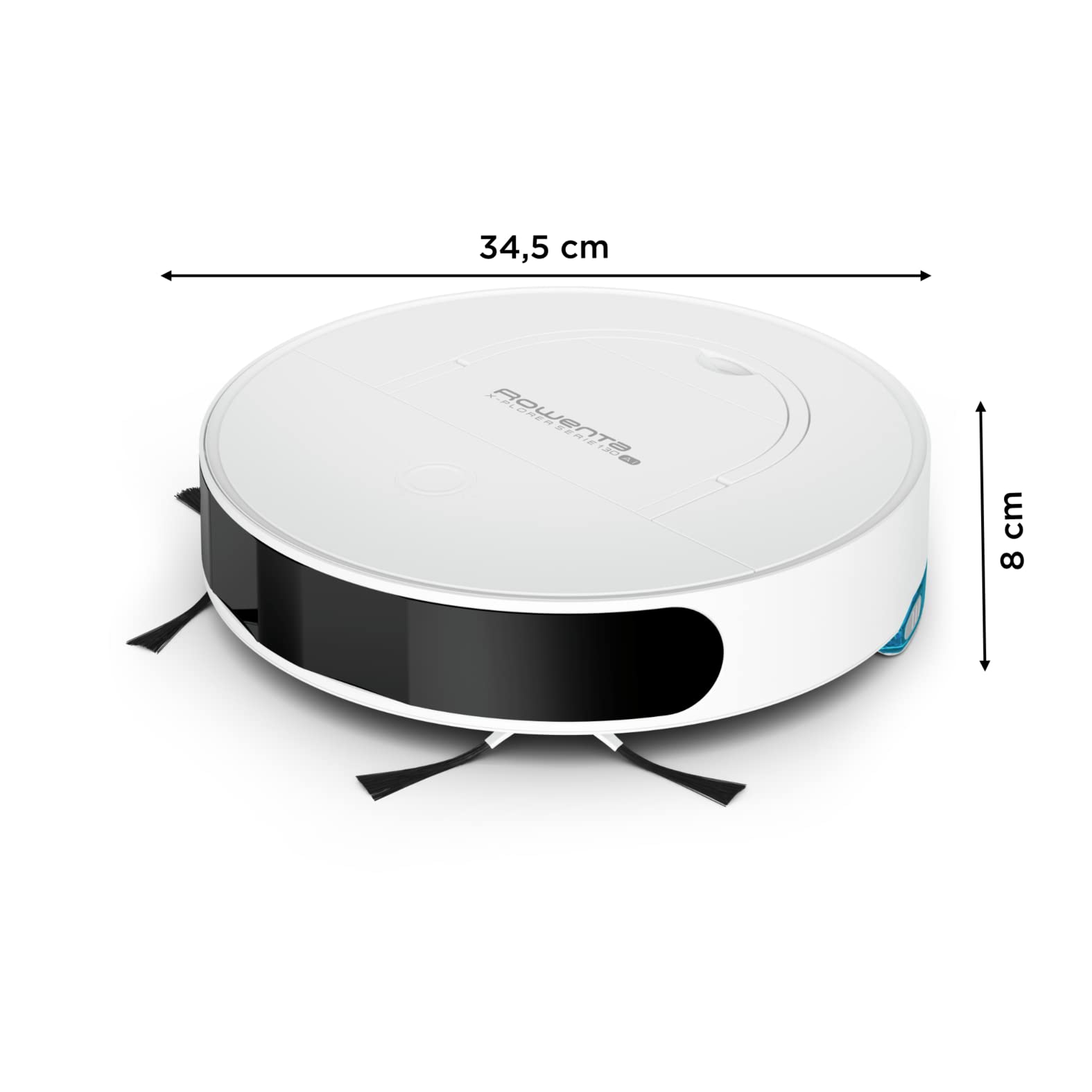 Rowenta RR9067 X-Plorer seria 130 AI robot do wycierania i odkurzania 4 w 1, system nawigacji laserowej i kamery | 4 tryby czyszczenia | czas pracy 120 min | czas ładowania 3 godz. | zbiornik na kurz 0,7 l | biały