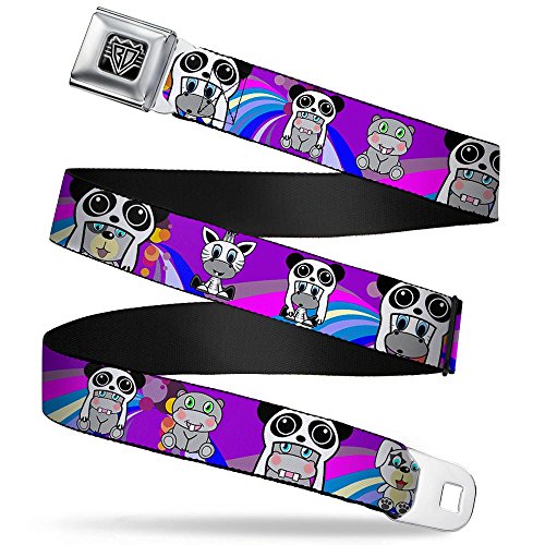 Cinturón de hebilla de seguridad tipo avión con estampado multicolor de animales panda 1