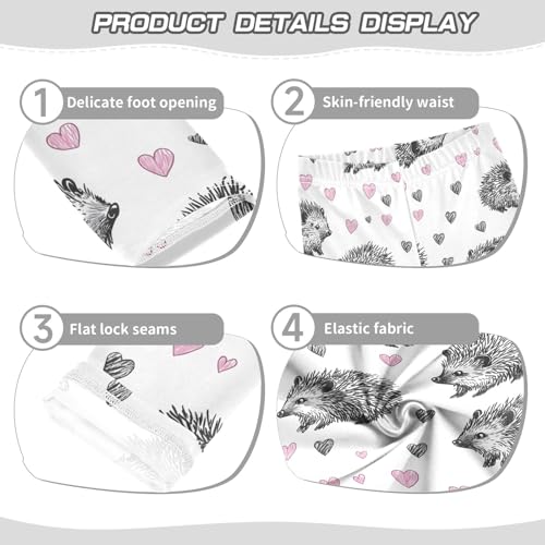 Grey Hedgehog Heart Girls Leggings Athletic Pants Tights Stretch Bottom3