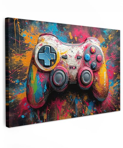 MuchoWow© Cuadros Decoracion Salon Modernos 60x40 cm Lienzos de Fotos Pared Wall Art Lienzo Decoração Cuadro de salones Graffiti - Juegos - Consola - Arte pop - Neón