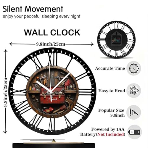 Reloj de Pared Redondo de Madera y Metal 10 Pulgadas miniatura 2