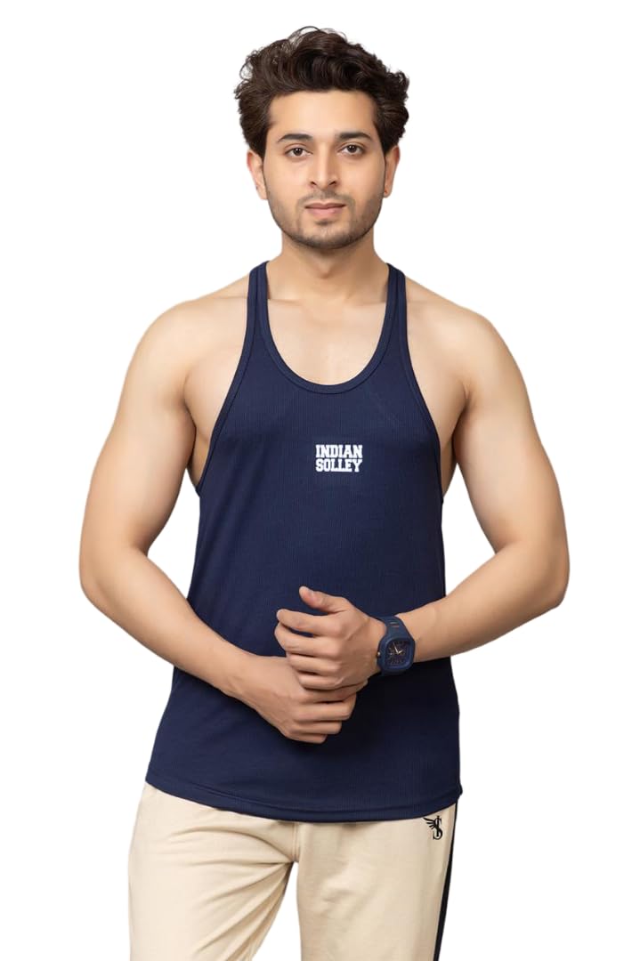 Indian SOLLEY Men's Bodybuilding Gym Tank Top StringersMen’s Sleeveless Muscle Fit Workout Vest-image-7