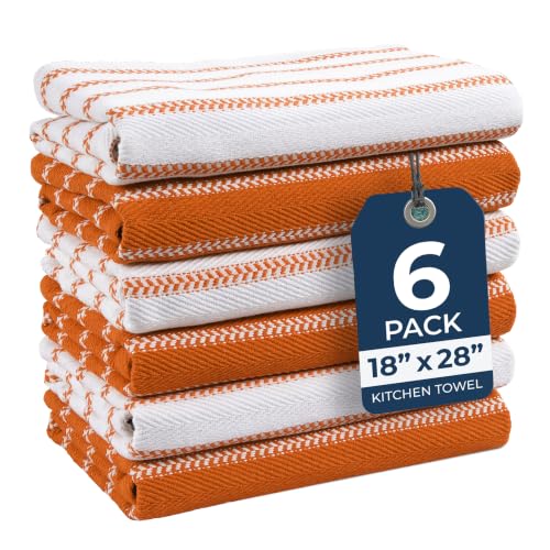 Image of LANE LINEN Tea Towel for Kitchen 100% Cotton Absorbent & Soft 6 Pack - Rust
