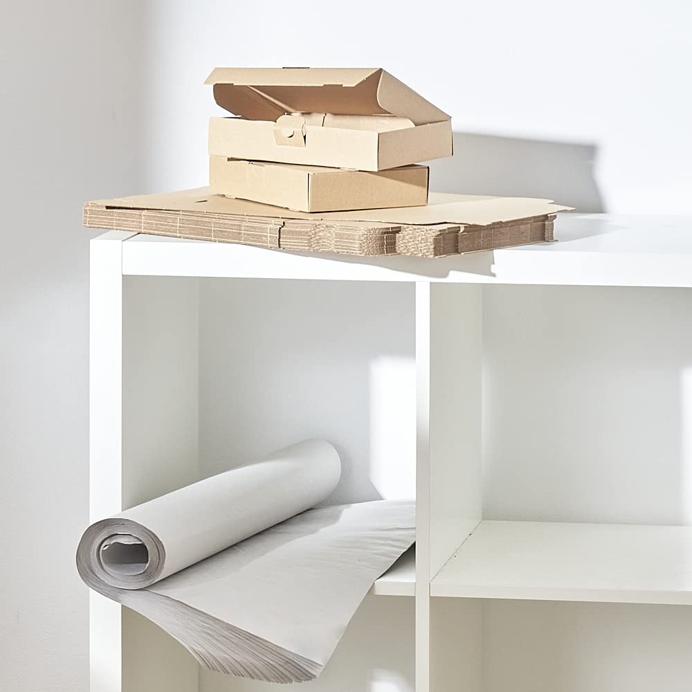 BB-Verpackungen Kit d'expédition composé de 200 x carton maxi (240 x 160 x 45 mm) + 2 kg de soie d'emballage (37,5 x 50 cm) – Lot de matériel d'expédition pour emballer et transporter des colis