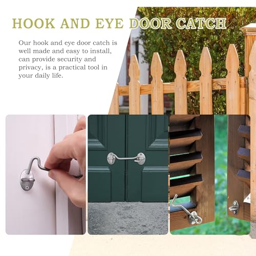 Quacc 4 Inch Hook and Eye Latch Stainless Steel Latche with Screws for Door, Windows, Cabinet Closet, Garage Gate, Fence (Silver) - Image 5