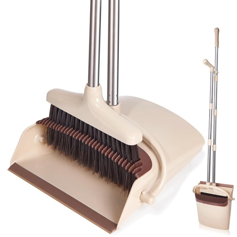 DUANT Folding Standing Storage Broom and Dustpan Set Cleaning Tool Plastic+PET+Stainless Steel Material Suitable for Household Bedroom Kitchen Bathroom Soft Broom-image-5